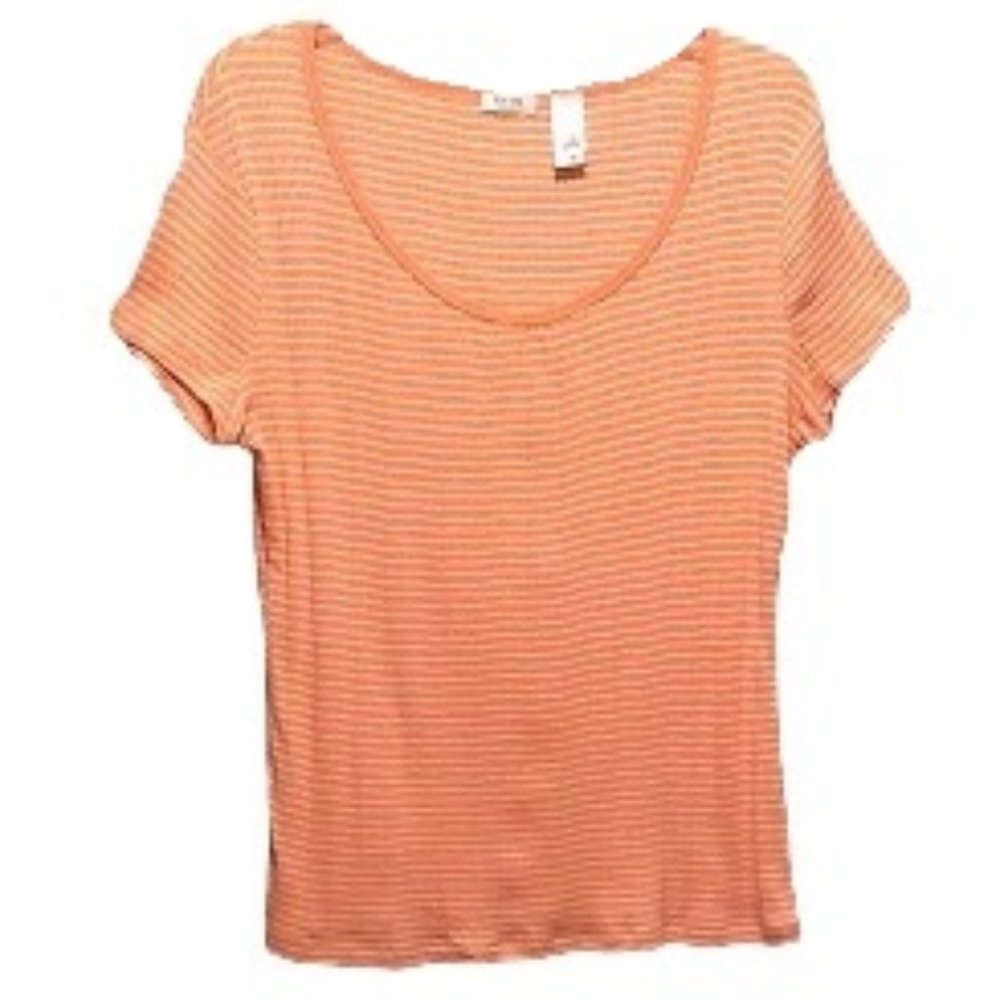 Orange Ticking Stripe Short Sleeve Tee Top Size 2X